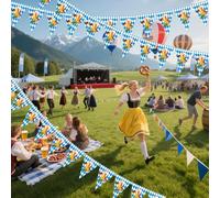Fanion Oktoberfest | Guirlande Bavaroise à Fanions | Accessoire Photo Bannière pour Fête Allemande Bière | Décoration Extérieure pour Célébrations Rassemblements