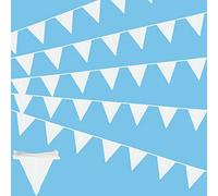 Fanions Blancs 12 M, Fanion Exterieur, Fanion, Guirlande Fanions Drapeau, Drapeau Banniere, Fanion Exterieur, Fanion Tissu pour Accrocher Mariage Jardin Décoration de Fête