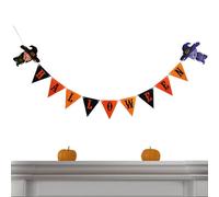 Fanions d'Halloween, bannière de Halloween, fanions de guirlande en papier à suspendre pour Halloween - Maison hantée d'Halloween Décorations de fête Affiches murales