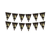 Fanions triangulaires noirs et dorés à suspendre pour fête d'anniversaire pour adultes et adolescents
