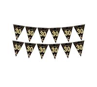 Fanions triangulaires noirs et dorés à suspendre pour fête d'anniversaire pour adultes et adolescents