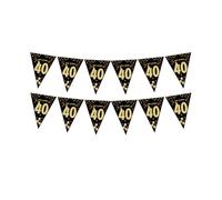 Fanions triangulaires noirs et dorés à suspendre pour fête d'anniversaire pour adultes et adolescents