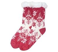 Fanititex Chaussettes cocooning - thermiques & antidérapantes. Taille 36/41, motif étoile des neiges. Ultra douces, parfaites pour l’hiver ou à offrir en cadeau confort. (Framboise)