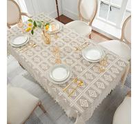 FANIVIN Nappe rectangulaire Crochet Nappe tissée décoration de Table Beige 140x240cm