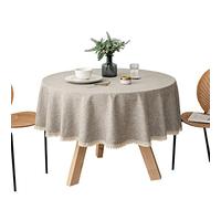 FANIVIN Nappe Ronde en Coton et Lin Résiste à l'eau et aux Taches Facile à Nettoyer Kaki 240cm de diamètre
