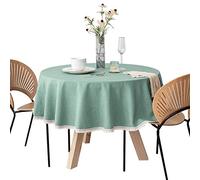 FANIVIN Nappe Ronde en Coton et Lin Résiste à l'eau et aux Taches Facile à Nettoyer Vert Clair 260cm de diamètre