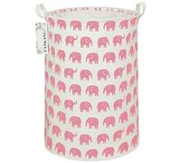 FANKANG Grand panier à linge, bac de rangement pour jouets, chambre d'enfant, domicile, panier cadeau, en toile, pliable (éléphant rose)