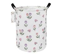 FANKANG Grand panier à linge pliable en toile pour chambre d'enfant, jouets, crèche, maison, panier cadeau, bureau, chambre à coucher, vêtements (tulipes rondes)