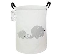FANKANG Grand panier de rangement pliable en toile, panier à linge avec revêtement en polyéthylène imperméable pour enfants, garçons et filles, bureau, chambre, vêtements, jouets (éléphant d'amour)