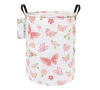 FANKANG Panier à linge, paniers de rangement pour jouets, chambre d'enfant, bureau, chambre à coucher, panier cadeau (papillon rond rose)