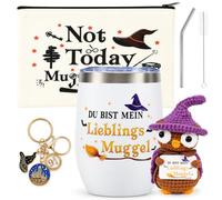 Fankultur Harry Tasse 355 ml | Avec paille, brosse porte-clés Harry Puppen Du Bist Mein Lieblings Muggel Cadeau d'anniversaire Halloween Noël