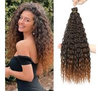 FANLUTYIN 22 Inch Curly Crochet Braiding Hair 3 Packs Ocean Wave Crochet Hair Extensions Deep Wave Synthetic Braiding Hair Curls Hair Twist Water Wave Braided Hair (1B/30#, 22 Inch 3 Packs)