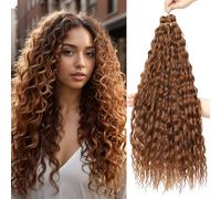 FANLUTYIN 22 Inch Curly Crochet Braiding Hair 3 Packs Ocean Wave Crochet Hair Extensions Deep Wave Synthetic Braiding Hair Curls Hair Twist Water Wave Braided Hair (30#, 22 Inch 3 Packs)