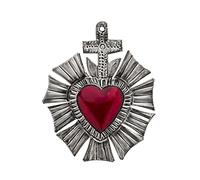 FANMEX - Fantastik - Coeur ex-voto Traditionnel - Coeur de Laiton Mexicain (Croix Argent)