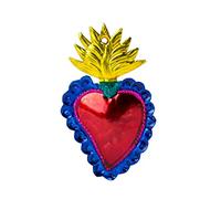 FANMEX - Fantastik - Coeur ex-voto Traditionnel - Coeur de Laiton Mexicain (Flamme Coleur)