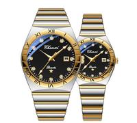 FANMIS Montres pour couples hommes et femmes en acier inoxydable pour elle et lui - Montre de luxe à quartz étanche - Montre analogique à quartz - Cadeau de Saint-Valentin pour amoureux - Montre