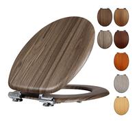 Fanmitrk Abattant WC standard en bois avec fermeture amortie - Charnières réglables en alliage de zinc - Fabriqué en MDF grain de bois de plusieurs styles - Facile à nettoyer et à installer pour salle