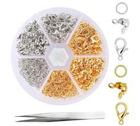 FANNAS 480 Pièces Fermoir Collier Set Fermoir Bracelet Attache Bracelet Fermoirs Mousquetons et Pince Attaches Anneaux de Saut Ouverts, pour Pendentifs Bricolage(Argent,Or)