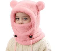 FannBiatty Cagoule Unisexe Garcon Fille 3-10 Ans Bonnet Polaire Enfant Hiver Chaud Laine Fine Epais Ski Modo Mignon Protection d'oreilles Écharpe Chapeau Cape Thermique Bobs Ajustable