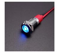 FANNIXI Témoin Lumineux Indicateur d'alimentation en métal, 8mm, Lampe de signalisation avec Fil 3v 6v 12v 24v 110v 220v Rouge Orange Vert Bleu Blanc (Color : Blue 110-220V)