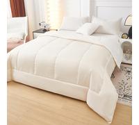 Fanny & Céline Couette Chaude 600 GSM Bicolore Réversible 220x240cm Confortable Douceur extrême MING19-2442 Blanc cassé + Blanc