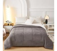 Fanny & Céline Couverture Lux 650 GSM Sherpa+Flanelle Réversible 220x240cm Double Face rembourrée Super Chaude et Douce DBPV-015 Gris