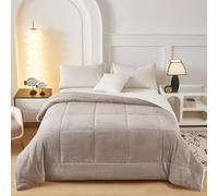 Fanny & Céline Couverture Lux 650 GSM Sherpa+Flanelle Réversible 220x240cm Double Face rembourrée Super Chaude et Douce DBPV-014 Café Latte