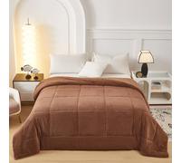 Fanny & Céline Couverture Lux 650 GSM Sherpa+Flanelle Réversible 220x240cm Double Face rembourrée Super Chaude et Douce DBPV-017 Chameau