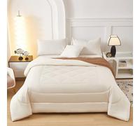 Fanny & Céline Couverture Sherpa+Microfibre Réversible 220x240cm Double Face rembourrée Super Chaude et Douce DBPV-021 Beige