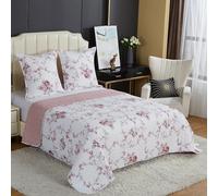 Fanny & Céline Couvre-lit Boutis épais matelassé 220x240cm avec 2 Taies 65x65cm B-1-143