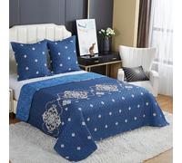 Fanny & Céline Couvre-lit Boutis épais matelassé 220x240cm avec 2 Taies 65x65cm B-1-147