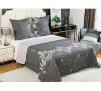 Fanny & Céline Couvre-lit Boutis épais matelassé 220x240cm avec 2 Taies 65x65cm B-1-171