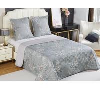 Fanny & Céline Couvre-lit Boutis épais matelassé 220x240cm avec 2 Taies 65x65cm B-1-196