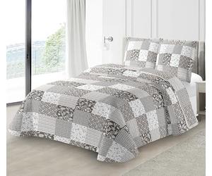 Fanny & Céline Couvre-lit Boutis épais matelassé 220x240cm avec 2 Taies 65x65cm M23-6052