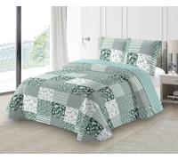 Fanny & Céline Couvre-lit Boutis épais matelassé 220x240cm avec 2 Taies 65x65cm M23-6064