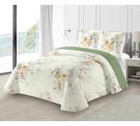 Fanny & Céline Couvre-lit Boutis épais matelassé 220x240cm avec 2 Taies 65x65cm M23-6068