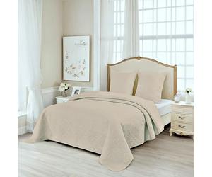 Fanny & Céline Couvre-lit de Lux Percale Pur Coton 230x250cm avec 2 Taies 65x65cm M23-7001 Lin