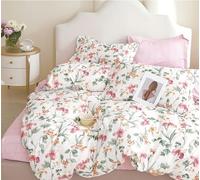 Fanny & Céline Housse de Couette Percale 100% Coton 80 Fils 240x220cm avec 2 taies d'oreiller 65x65cm Parure 3 Pièces FC-2502