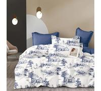 Fanny & Céline Housse de Couette Percale 100% Coton 80 Fils 240x220cm avec 2 taies d'oreiller 65x65cm Parure 3 Pièces FC-2511