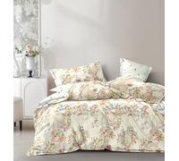 Fanny & Céline Housse de Couette Percale 100% Coton 80 Fils 260x240cm avec 2 taies d'oreiller 65x65cm Parure 3 Pièces FC-2517_FC-128