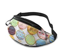 Fanny Pack Easter Cookie Eggs Sac de Taille léger Unisexe Slim Hip Bum Bag avec Sangle réglable Running Pouch pour Voyage Workout Casual Cyclisme Pêche Gym