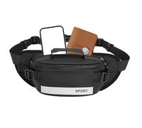 Fanny Pack Sac de taille avec fermeture éclair en nylon réfléchissant la lumière, noir, Consulte la descripción, Voir description