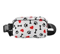 Fanny Packs Sac banane imperméable pour femme Motif patte d'amour Rouge/blanc 20,3 x 13,5 x 5,8 cm, Loving Paw Rouge Blanc, 8 x 5.3 x 2.3 inch, Drôle et mignon