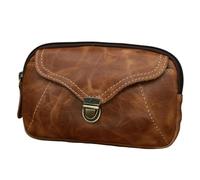 Fanny Sac banane en cuir pour homme avec mini boîte de téléphone et porte-monnaie pour l'extérieur, Cuir craquelé Modèle 1, One Size