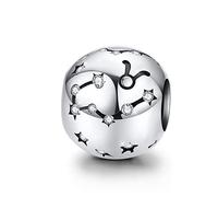 Fanona Breloque pour signe du zodiaque Lion en argent sterling avec 12 constellations en oxyde de zirconium compatible avec bracelets et colliers Pandora Taureau (4,20-5,20).