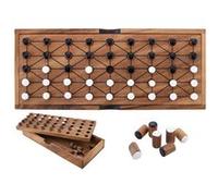 Engelhart - 350510- Coffret de Jeu Fanorona en Bois Durable - Jeu de société de Strategie - 2 Joueurs - Coffret de Rangement pour Les Pièces et règles multilingues - 6 Ans et Plus