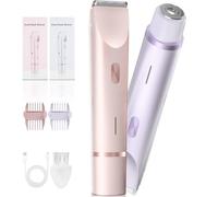 Fanovae Tondeuse bikini pour femme, lot de 2 rasoirs électriques à double tête (tondeuse large + micro rasoir rond), étanchéité IP67 humide et sec, rechargeable USB-C, peigne guide 3/6 mm - X1 pétale