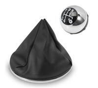 FanPaYY Pommeau levier de vitesses 5 vitesses kit de remplacement compatible avec FIAT 500, casque levier de vitesses manuel + bouton + virole chromée interne et extérieure cadre