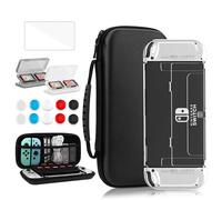 FANPL Coque pour Nintendo Switch OLED, ensemble d'accessoires 15 en 1, housse de transport pour Switch OLED et Joy Con avec coque de protection rigide transparente à rabat, protection d'écran, 6