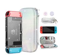 FANPL Étui à Paillettes pour Accessoires Nintendo Switch, étui de Transport Arc-en-Ciel Scintillant pour Manette Switch et Joy Con avec Protecteur d'écran, 2 poignées de Pouce et bandoulière